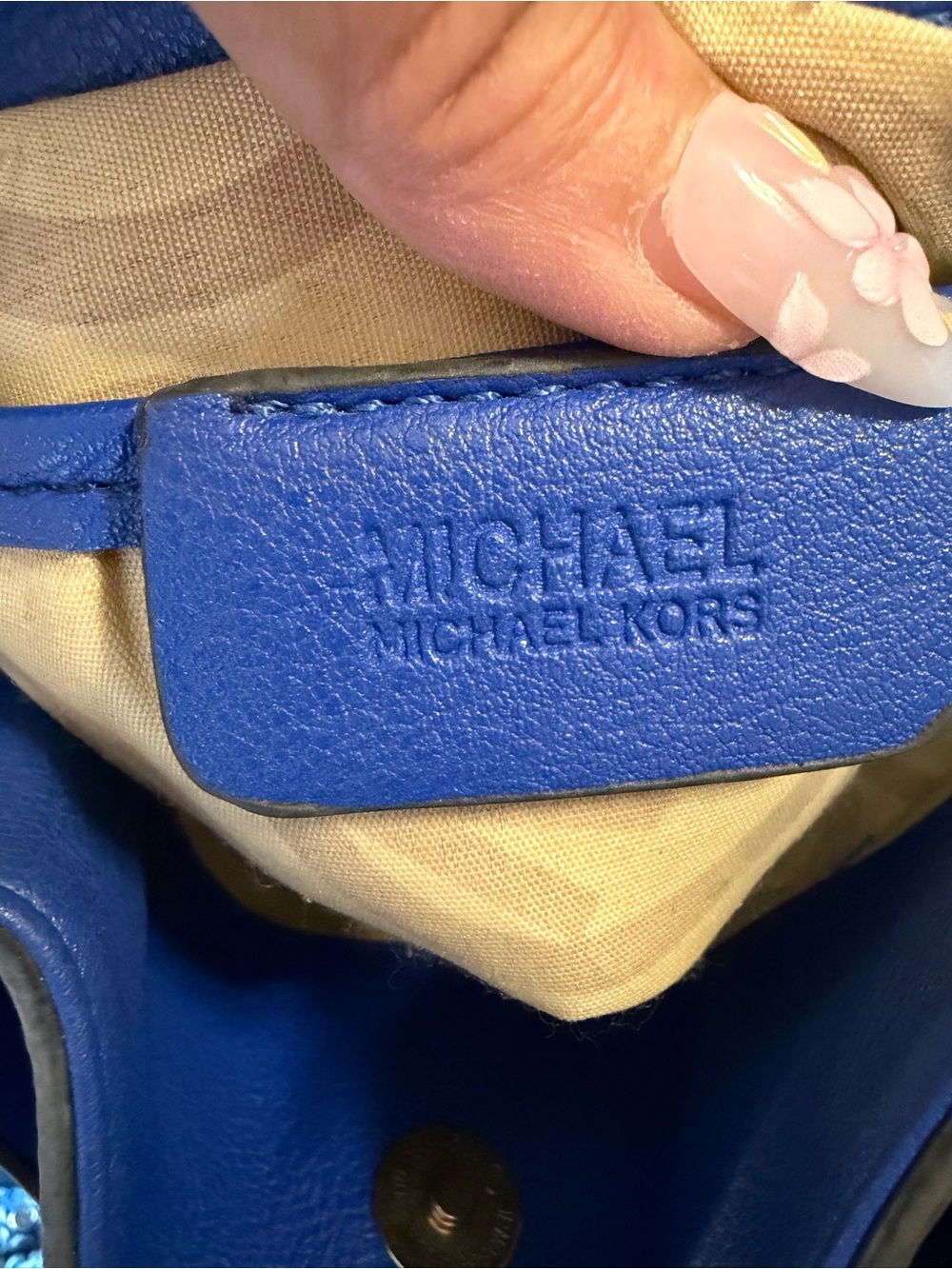 Michael Kors Royal Blue Hamilton Leather Handbag Tag